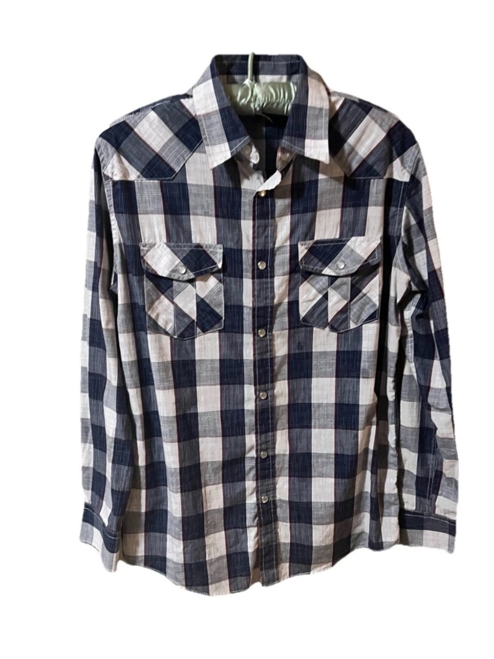 Men's Coastal SM Navy & White Plaid Button-Down Shirt